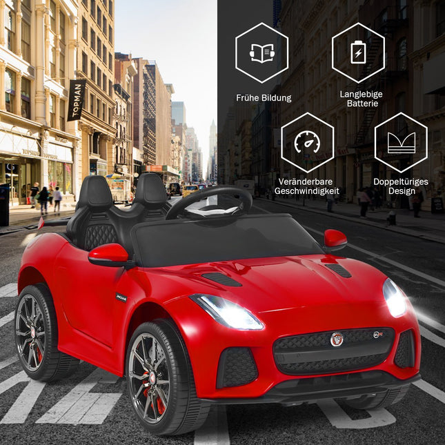 Dětské elektrické auto s pohádkami, hudbou, houkačkou a světlomety, 12V dětské vozítko s 2.4G dálkovým ovládáním, červená