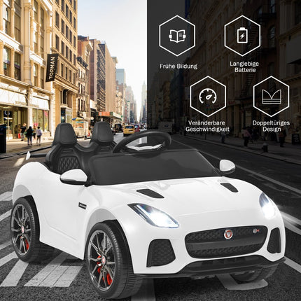 Dětské elektrické auto s pohádkami, hudbou, houkačkou, světlomety a 2.4G dálkovým ovládáním, bílá