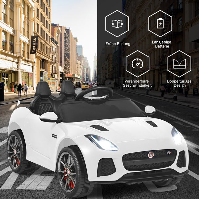 Dětské elektrické auto s pohádkami, hudbou, houkačkou, světlomety a 2.4G dálkovým ovládáním, bílá