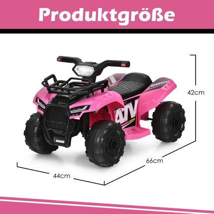 Dětská elektrická čtyřkolka s úložným prostorem, mini elektrická čtyřkolka s hudbou pro děti, 44 x 66 x 42 cm, růžová + černá