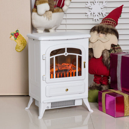 Electric stove, 950/1850W, Flame effect, White
