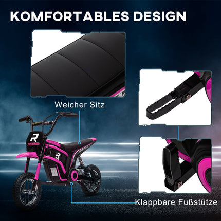 Dětská elektrická motorka 24V, pro věk 8-12 let, růžová