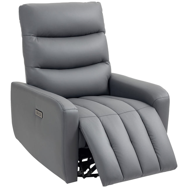 Electric recliner with rocking and USB ports, gray