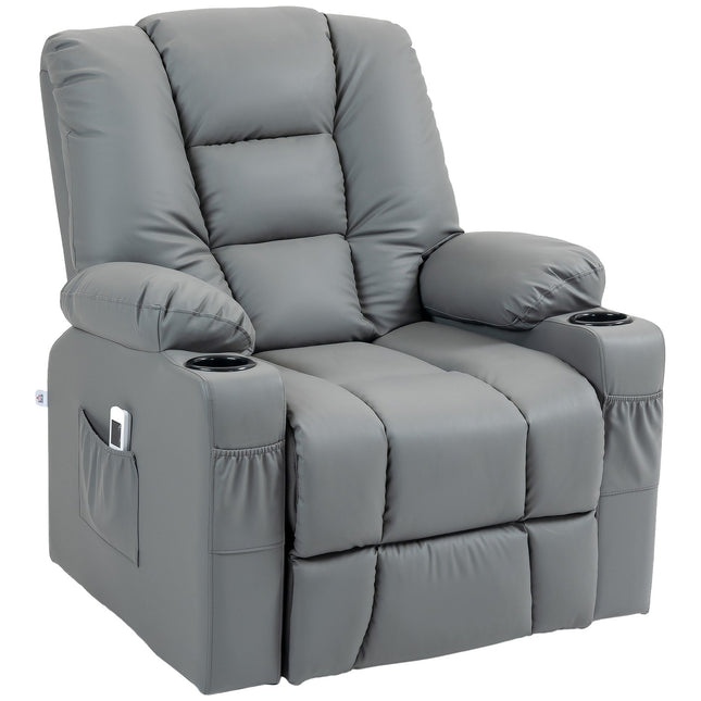 Electric recliner with USB, massage, wheels, gray