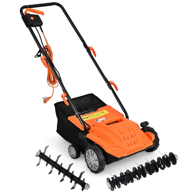 Elektrický vertikutátor a provzdušňovač trávníku 1500W 2v1, 104.5 x 51 x 103 cm, oranžová