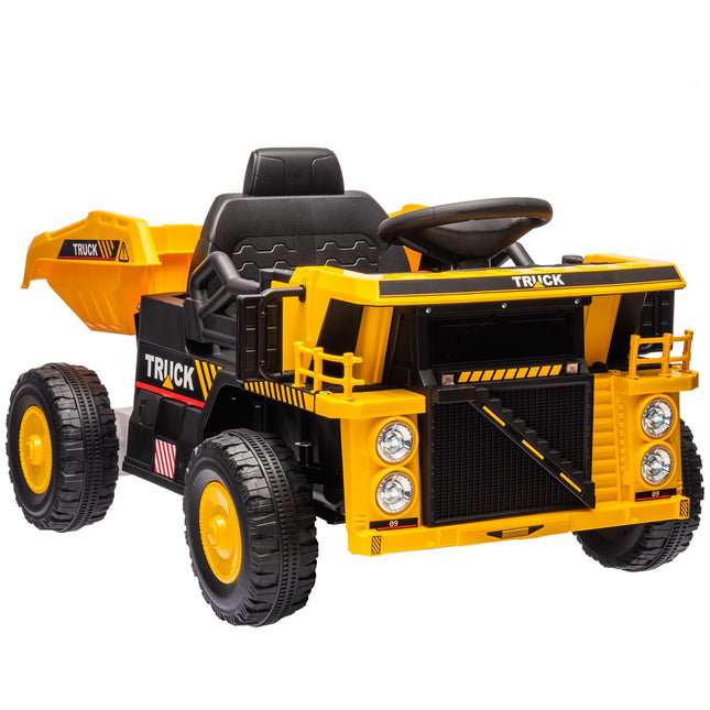 Elektrický traktor na sezení pro děti s lopatou, žlutá