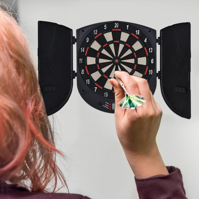 Elektronický terč na šipky s dvířky, automatické počítání skóre, 26 her