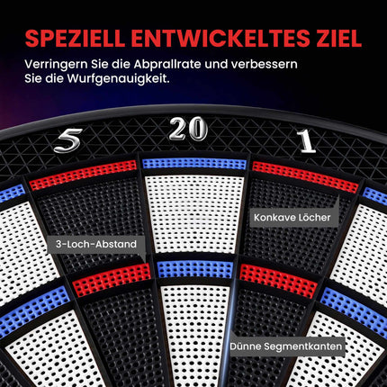 Elektronický terč na šipky, 1-8 hráčů, LCD displej, 6 sad šipek