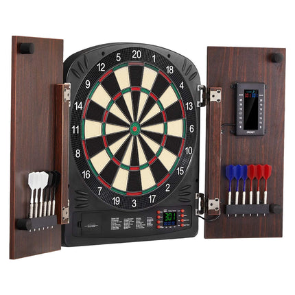 Electronic Dartboard Cabinet Set, 13.5 in, LED Scoring