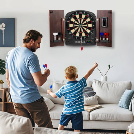 Electronic Dartboard Cabinet Set, 13.5 in, LED Scoring
