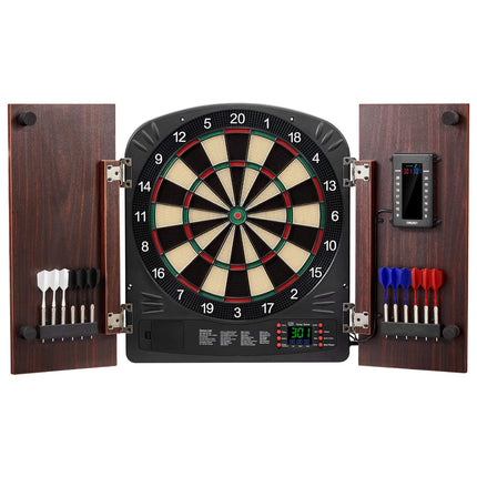 Electronic Dartboard Cabinet Set, 13.5 in, LED Scoring