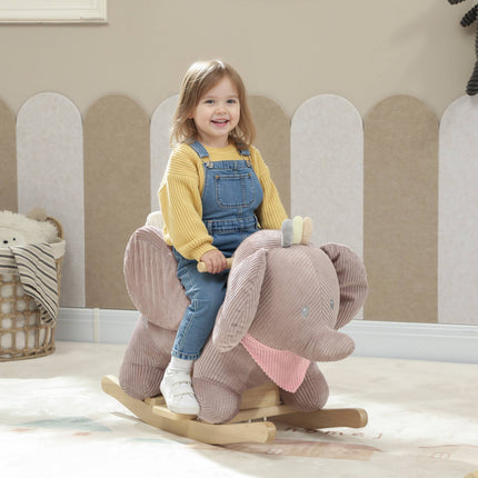 Schaukelelefant mit Sound, Holzgestell, 1,5-3 Jahre, Braun