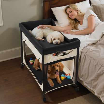 Elevated Dog Bed XL, Foldable Cot With Wheels And Storage