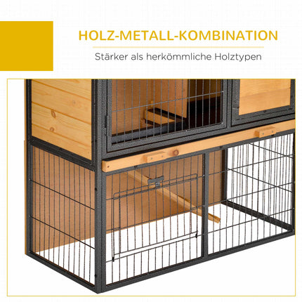 Elevated Small Animal Cage, Lockable Wood-Metal, 89.5x45x81 cm