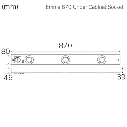 Emma 870 osvětlení kuchyňské linky 2x spot + zásuvka 3000K 650lm 870cm