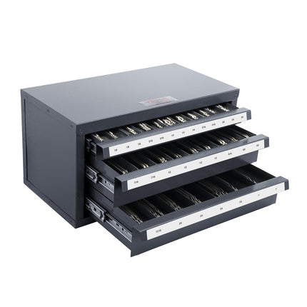 End Mill Dispenser Cabinet – 3-Drawer, 29-Slot Steel