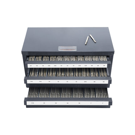 End Mill Dispenser Cabinet – 3-Drawer, 29-Slot Steel
