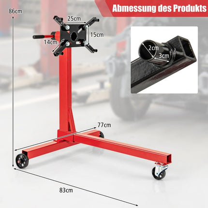 Stojan na motor 340 kg, otočný o 360° se 4 nastavitelnými rameny, držák motoru do dílny
