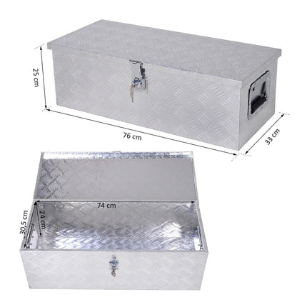 Přepravní box z hliníku – stříbrná, 76x33x25 cm