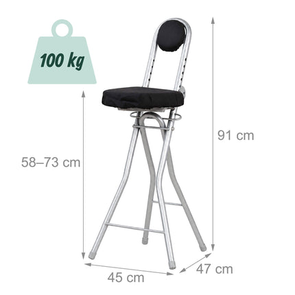 Ergonomická nastavitelná stolička na stání, černá/stříbrná