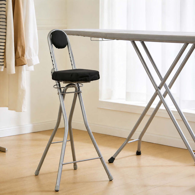 Ergonomic Adjustable Standing Stool, Black/Silver