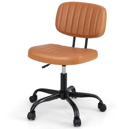 Ergonomická kancelářská židle bez područek, hnědá umělá kůže