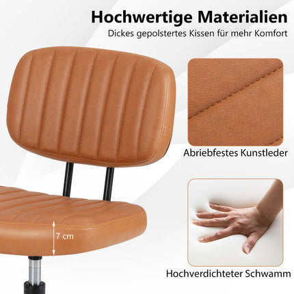 Ergonomická kancelářská židle bez područek, hnědá umělá kůže