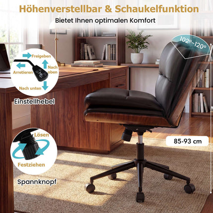 Ergonomická černá židle k psacímu stolu s kolečky, bez područek