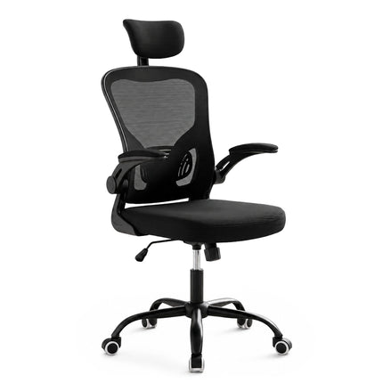 Ergonomická černá kancelářská židle s opěrkou hlavy a beder