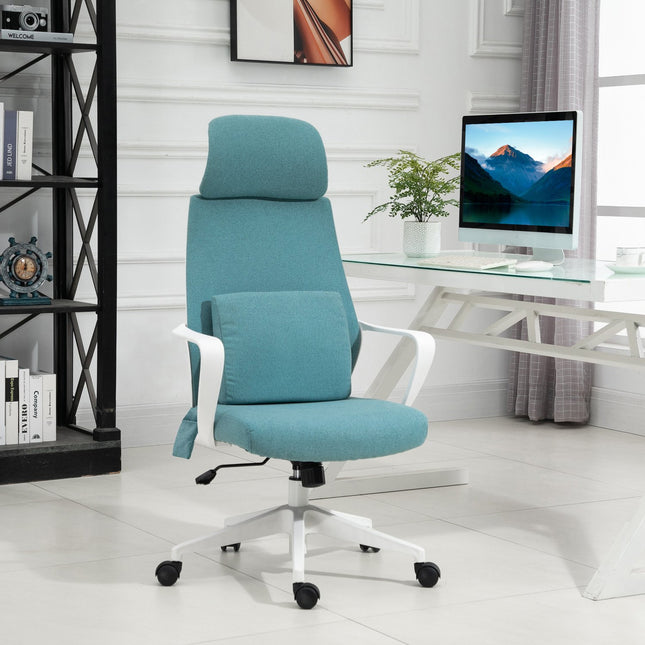Ergonomická herní židle s masáží a nastavitelnou výškou, modrá