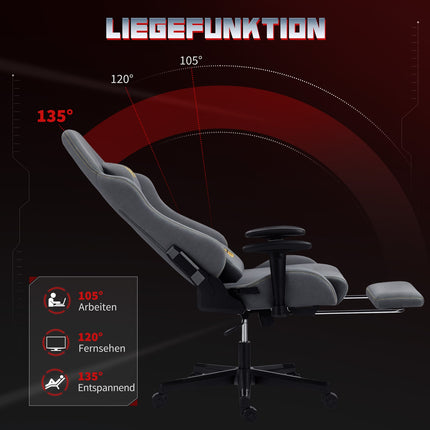 Ergonomická herní židle, 3D područky, nastavitelná, šedá