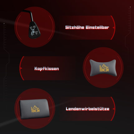 Ergonomická herní židle, 3D područky, nastavitelná, šedá