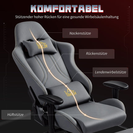 Ergonomická herní židle, 3D područky, nastavitelná, šedá