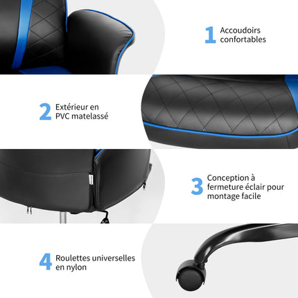 Ergonomická herní židle, výškově nastavitelná, PVC kůže
