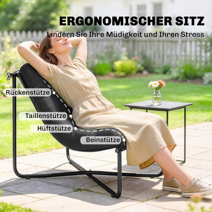 Ergonomická zahradní židle s polstrem, tmavě šedá, nosnost 120kg