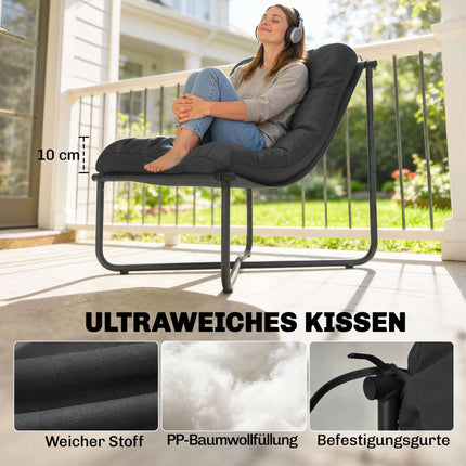 Ergonomická zahradní židle s polstrem, tmavě šedá, nosnost 120kg