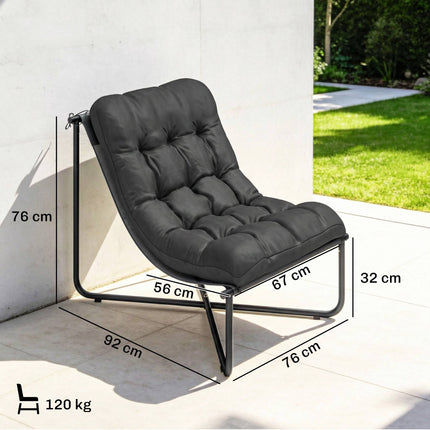 Ergonomická zahradní židle s polstrem, tmavě šedá, nosnost 120kg