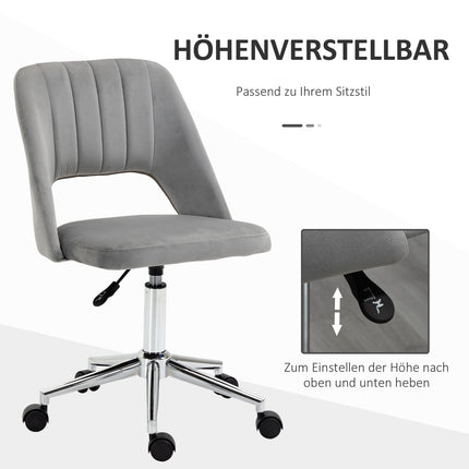 Ergonomic Grey Velvet Office Chair with Adjustable Height