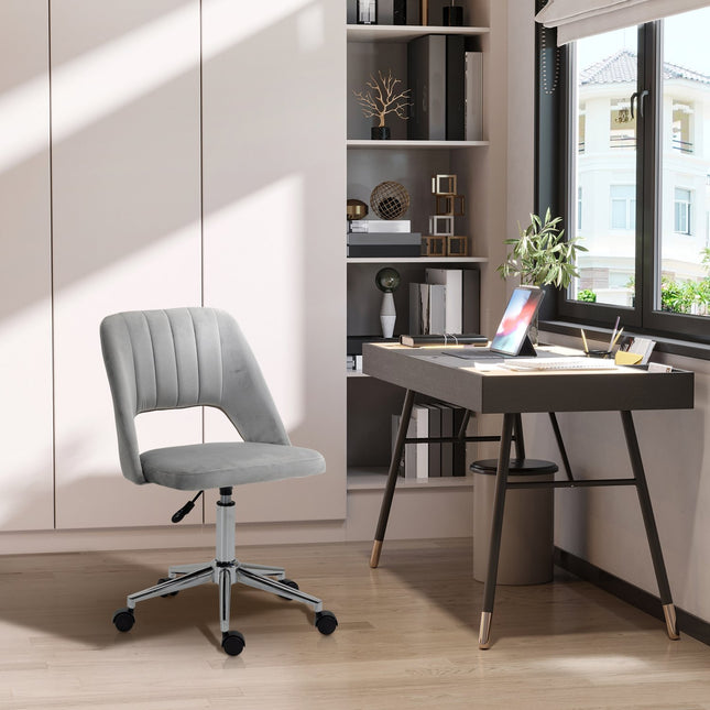 Ergonomická šedá sametová kancelářská židle s nastavitelnou výškou