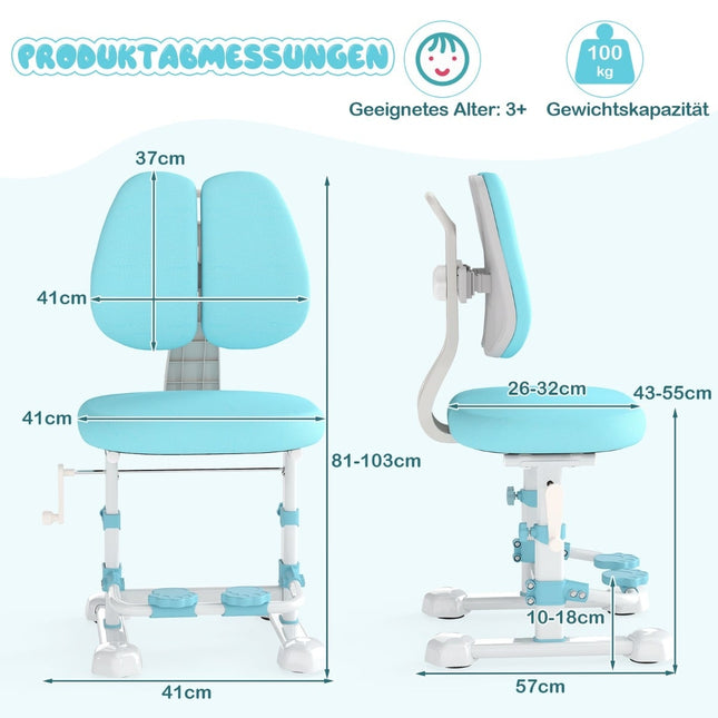 Ergonomická dětská židle k psacímu stolu s nastavitelným opěradlem a podnožkou