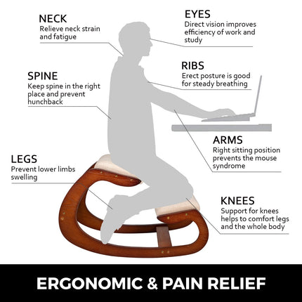 Ergonomic Kneeling Chair – 220 lb, Birch Wood Rocking