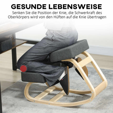 Ergonomická klekačka, březové dřevo, nosnost 120kg, tmavě šedá