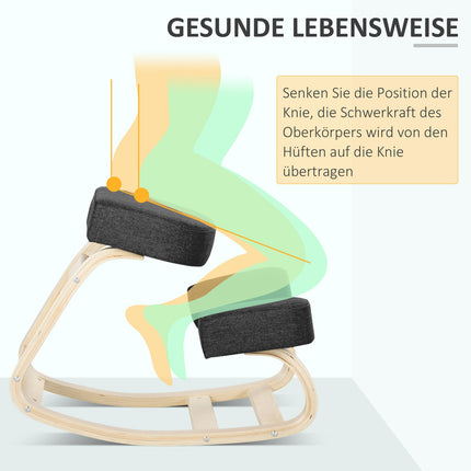 Ergonomická klekačka, březové dřevo, černá, nosnost 120 kg