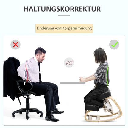 Ergonomická klekačka, březové dřevo, černá, nosnost 120 kg