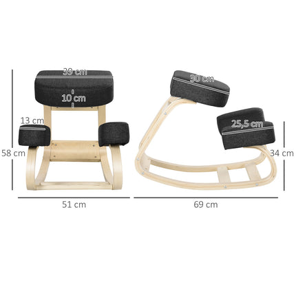 Ergonomická klekačka, březové dřevo, černá, nosnost 120 kg
