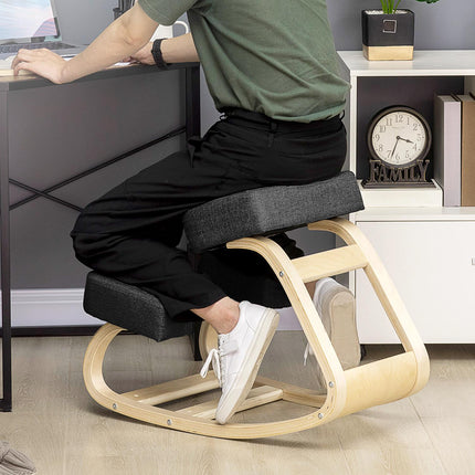 Ergonomická klekačka, březové dřevo, černá, nosnost 120 kg