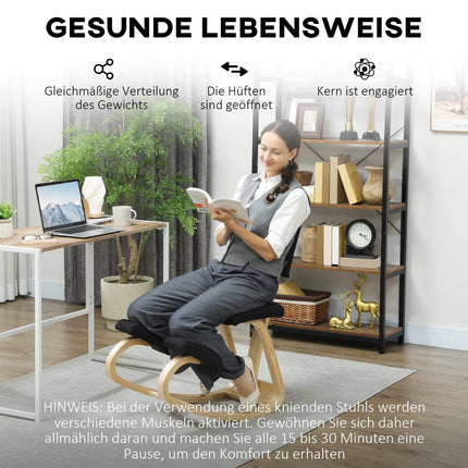 Ergonomická klekačka, březové dřevo, černá, pro domov i kancelář