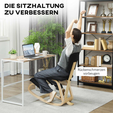 Ergonomická klekačka, březové dřevo, černá, pro domov i kancelář