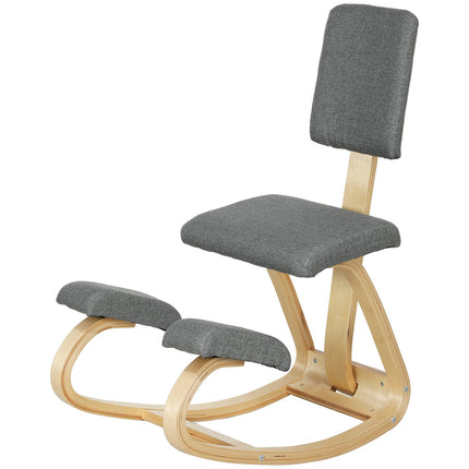 Ergonomická klekačka, březové dřevo, šedá, pro domov i kancelář