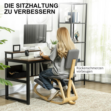 Ergonomická klekačka, březové dřevo, šedá, pro domov i kancelář